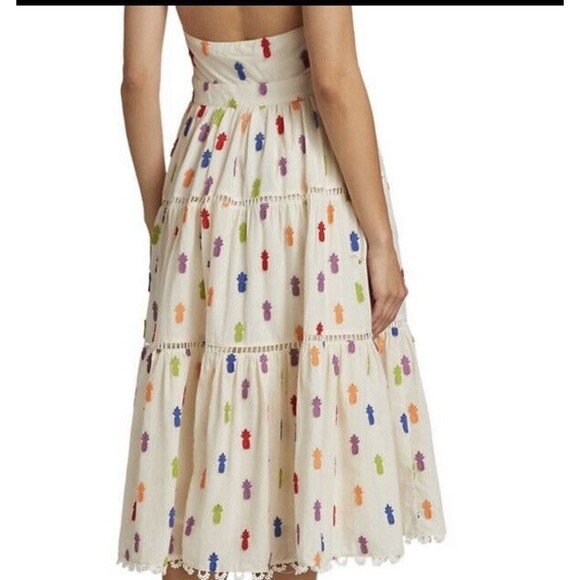 FARM RIO ANTHROPOLOGIE Multicolor Pineapple Cutout Midi Dress Size Large - Picture 4 of 12